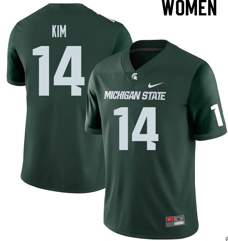 Women #14 Noah Kim Michigan State Spartans College Football Jerseys Sale-Green
